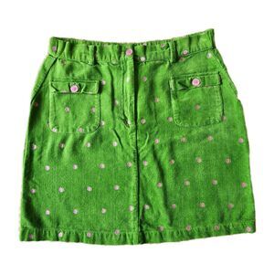 Girls Sz 10 Nick Nack Patty Wack Green Pink Polka Dot Skirt Embroidered
